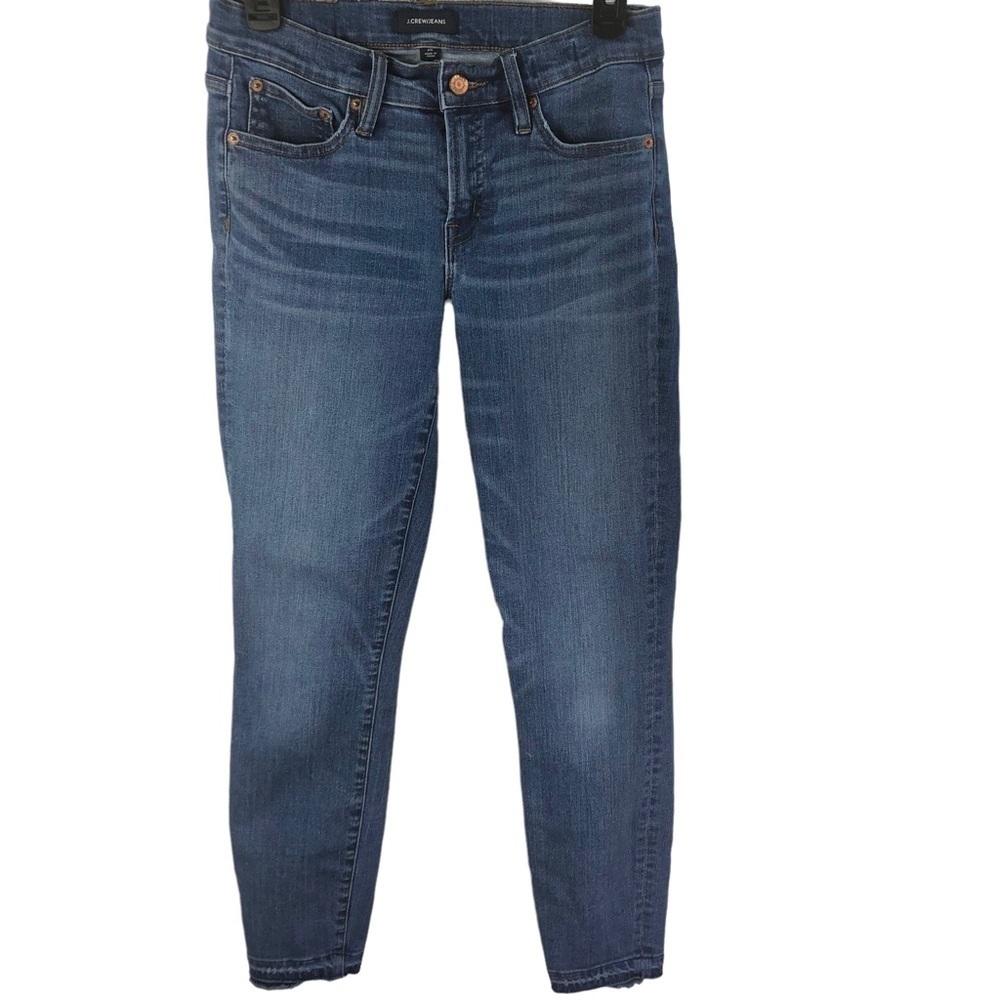 J.Crew Wo's Sz 26 Jeans 8" Toothpick Distressed Raw Hem Stretch Normcore Retro